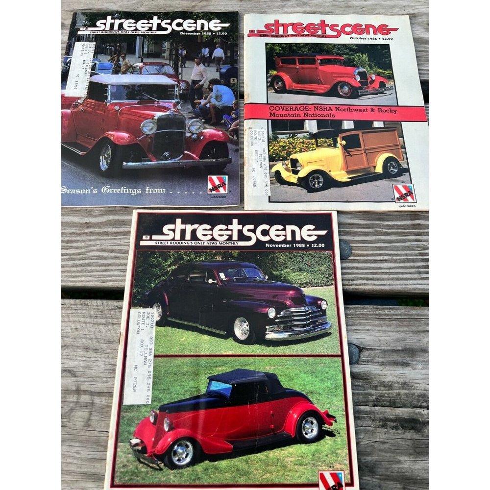 Vintage Lot of 3 StreetScene Street Scene Magazine NSRA 1985 Oct Nov Dec